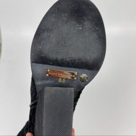 Very Volatile Black Crochet Lace Chunky Block Heel Ankle Boots Women's Size 8.5 - Picture 5 of 10